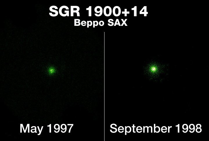 14 1900. Магнетар SGR 1900+14 взрыв. SGR 1900+14. Магнетар SGR 1806-20 взрыв. Облака SGR b2.