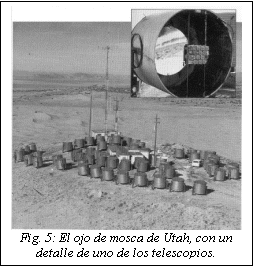 Cuadro de texto:  
Fig. 5: El ojo de mosca de Utah, con un detalle de uno de los telescopios. 
